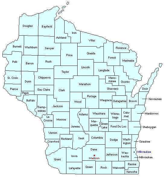 County map of wi