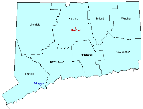 Connecticut County Map